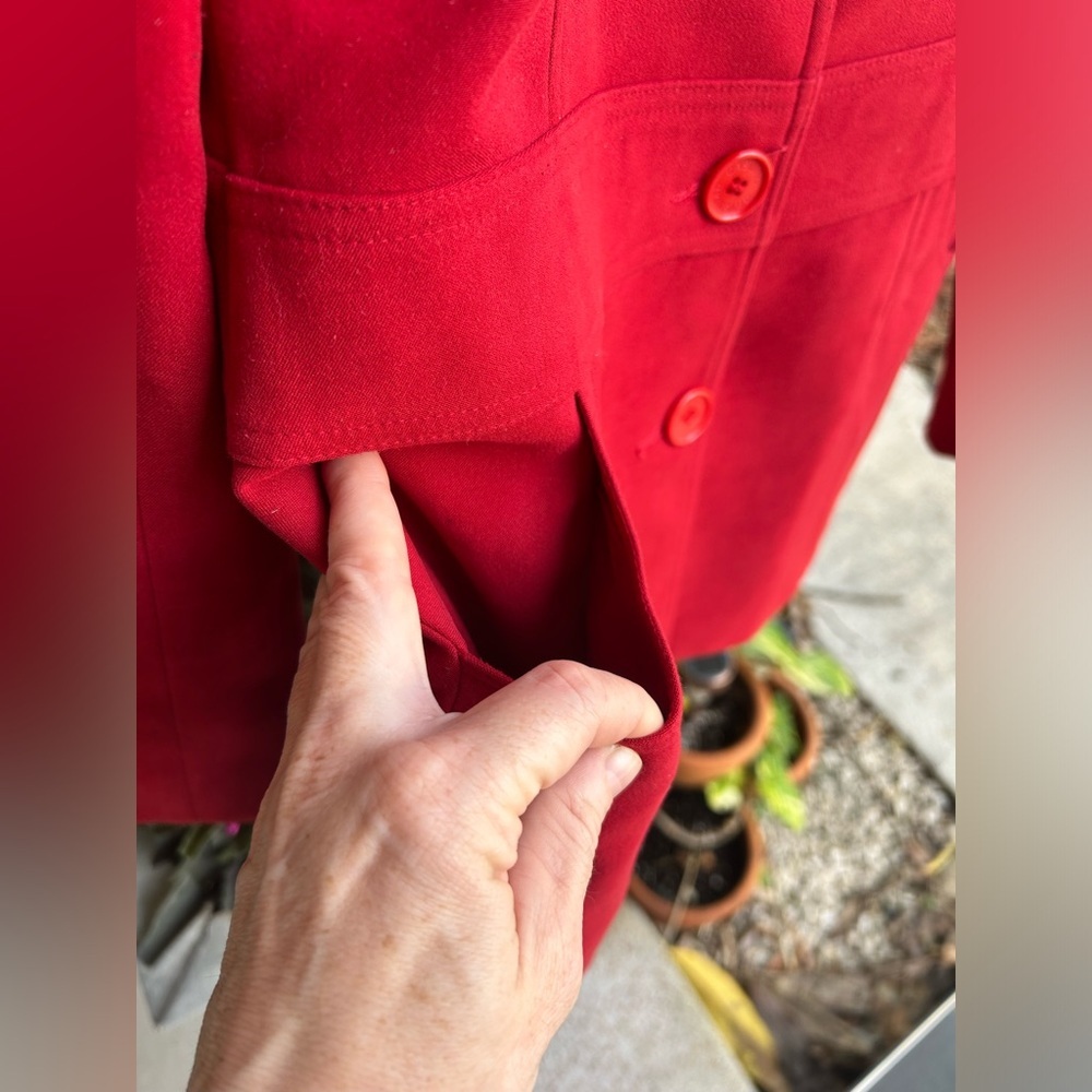 LUDIA Brand Red Button Down Blazer Vintage 80s 90s Suede Lined See Measurements - Picture 7 of 13